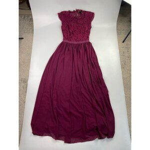 Musol Women's S Purple Sleeveless Lace Bodice Long Formal Dress